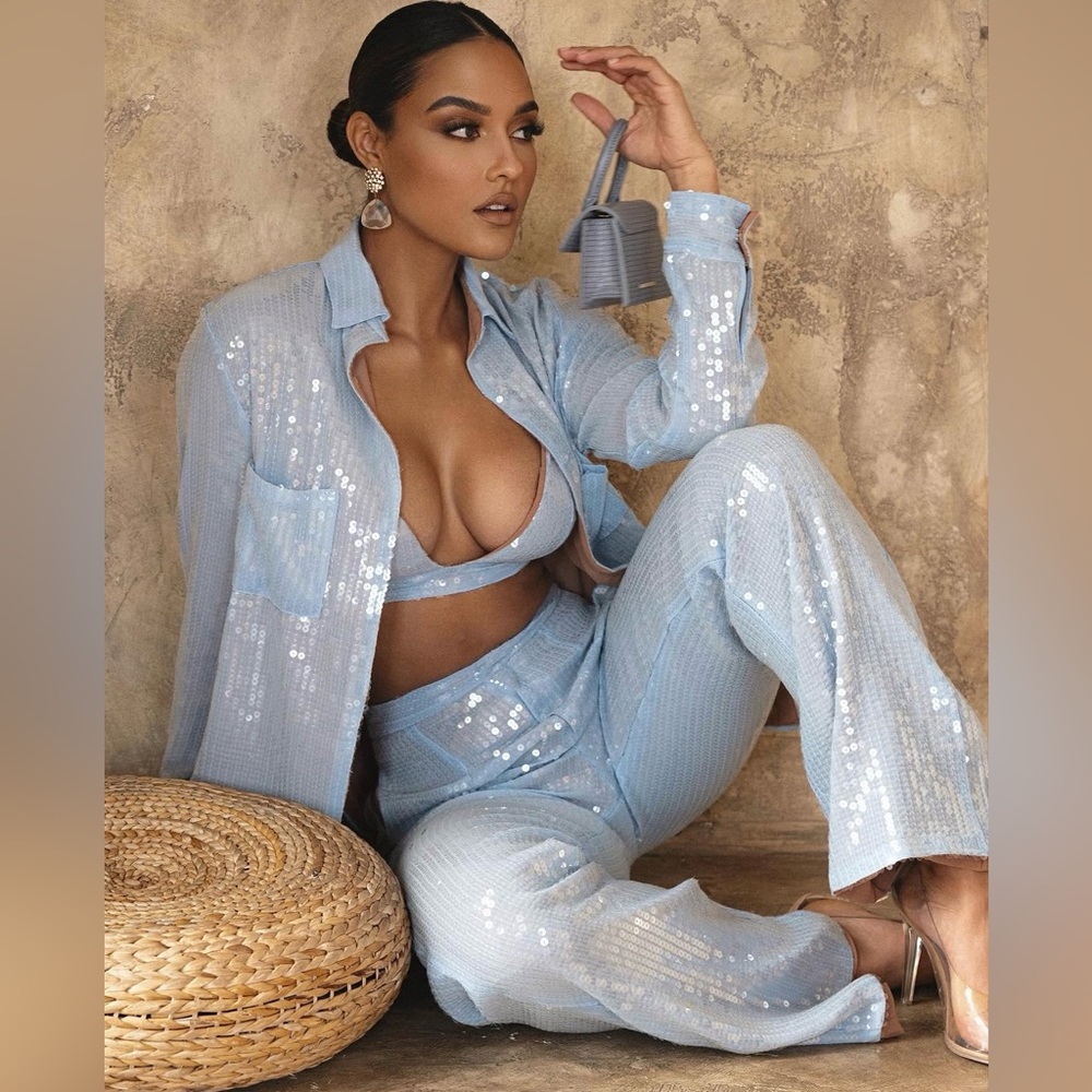 JLUXLABEL - Blue Sequin Bra